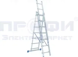 Лестница, 3 х 7 ступеней, алюминиевая, СИБРТЕХ Pоссия // 97817